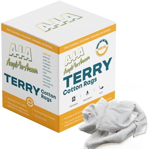 Angel-in-Armor White Terry Cloth Rags (12” x 12”) – 25Ib Bulk Box of