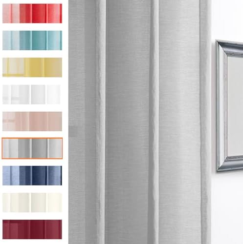 July Joy Semi Linen Look Sheer Curtains for Bedroom, Living Room