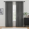 ANRODUO Grey Back Tab Blackout Curtains 96 Inch Long 2 Panels