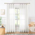2 Panels Semi Sheer Linen Back Tab Curtains for Living Room, 40"W x