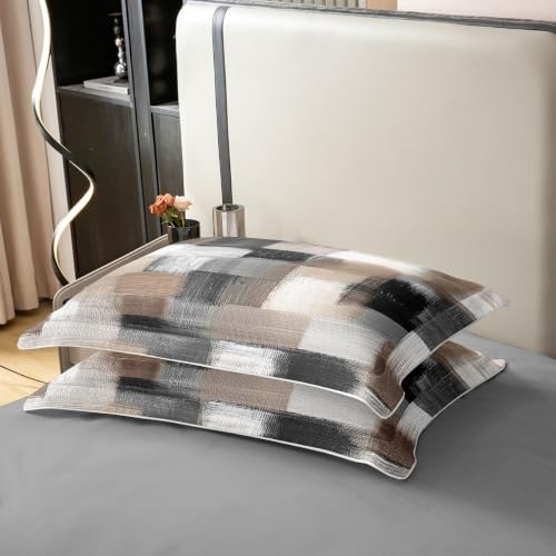 Feelyou Geometric Abstract Duvet Cover 100% Cotton King Size Gray