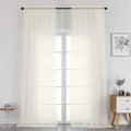 OVZME Ivory 108 Inch Long Sheer Curtains - 2 Panel Set, Lightweight