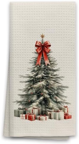 OHSUL Neutral Christmas Tree Kitchen Dish Towels Dishcloth 16x24 Inch