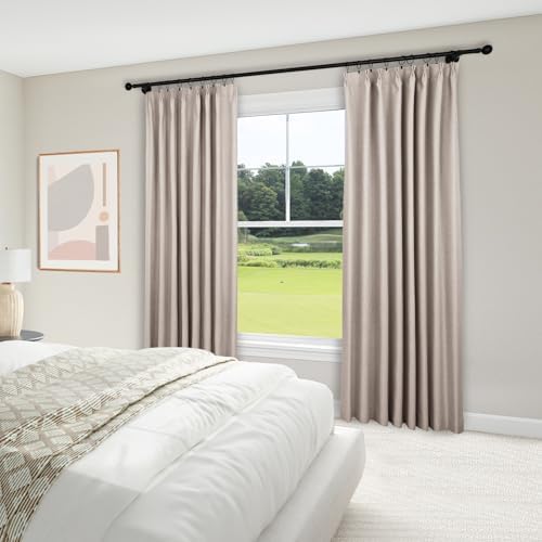 Full Blackout Linen Curtains for Bedroom Living Room 3 in 1 Hanging