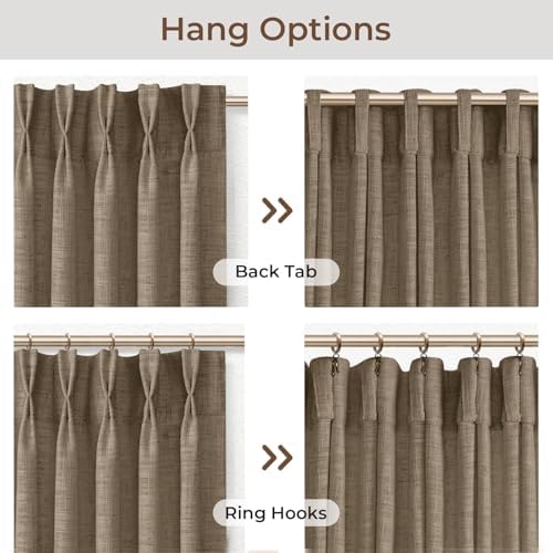 INOVADAY Memory Trained Pinch Pleated Thick Linen Curtains 96 Inches