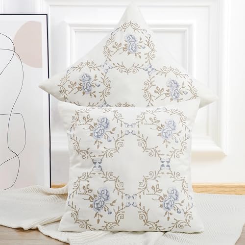 Home Soft Things Embroidered Canvas Decorative Throw Pillow Covers
