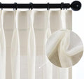 LETAU Faux Linen Cream Sheer Curtains 63 inches Long, Light Filtering
