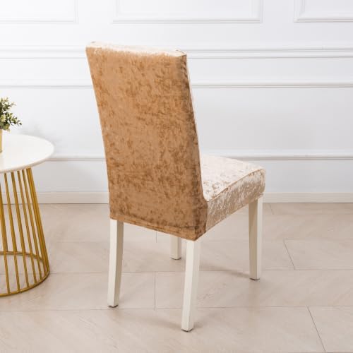 Stretch Dining Chair Covers Set of 4, Khaki Elastic Band Slipcovers