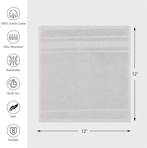 Melissa Linen, 100% Cotton Washcloths for Bathroom, 4-Piece 12x12 in