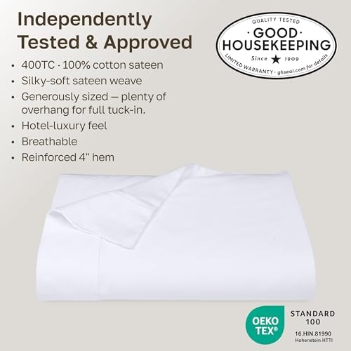 California Design Den 2-Pack 100% Cotton Sateen Queen Flat Sheet