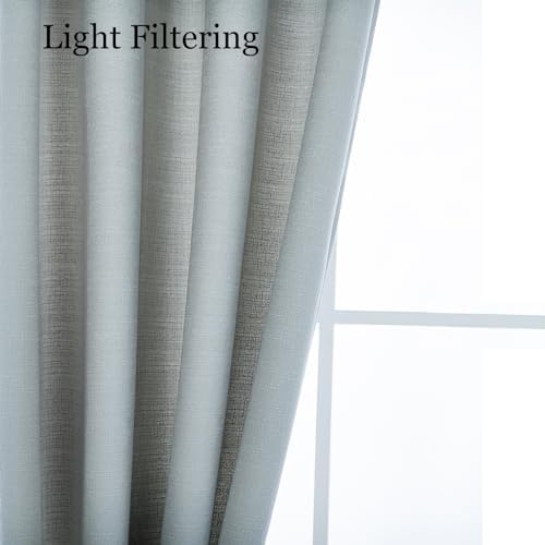 Linen Blended Rustic Curtains 84 inch Length 2 Panels for Living Room