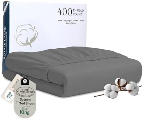 Royale Linens 400 Thread Count 100% Cotton Fitted Sheet King