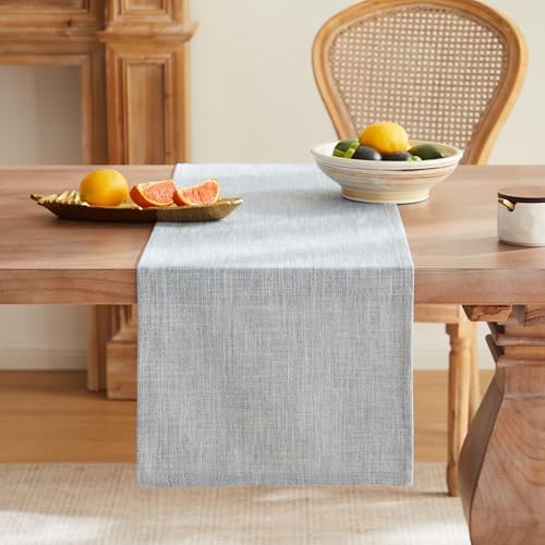 ZeeMart Rustic Cotton Linen Table Runner, 13x90 Inches Blue