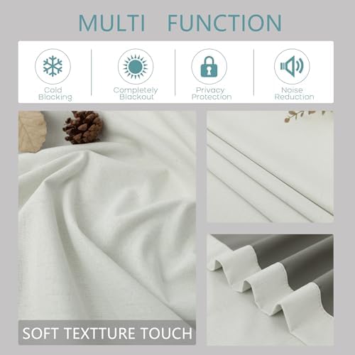 Mrs.Naturall Ivory Blackout Curtains 96 Inches Long for Bedroom