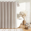 Extra Long Linen Shower Curtain for Bathroom 84 Inch Long Taupe