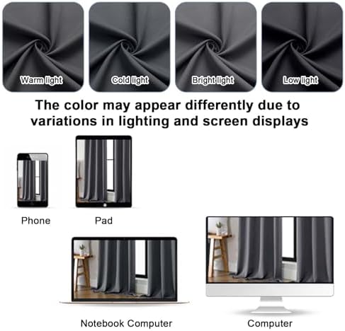 Gwine Charcoal Grey Blackout Curtains 84 Inches Long 2 Panels