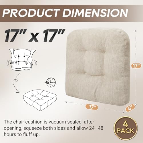 Basic Beyond Chair Cushions for Dining Chairs, Non-Slip Chair Pads