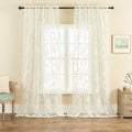 Cream Lace Curtains 120 Inches Long 2 Panels Victorian Floral Sheer