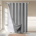River Dream Grey Shower Curtain with Liner Set, Waffle Fabric Shower