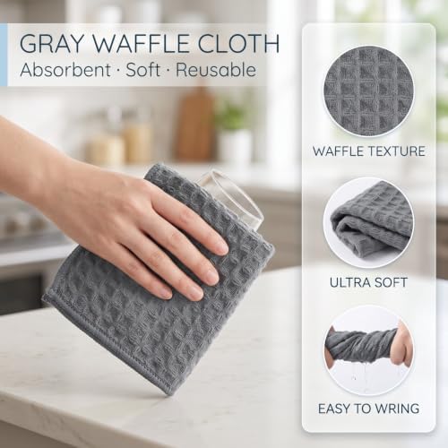 12 Pack Black Cotton Dish Cloths - Absorbent