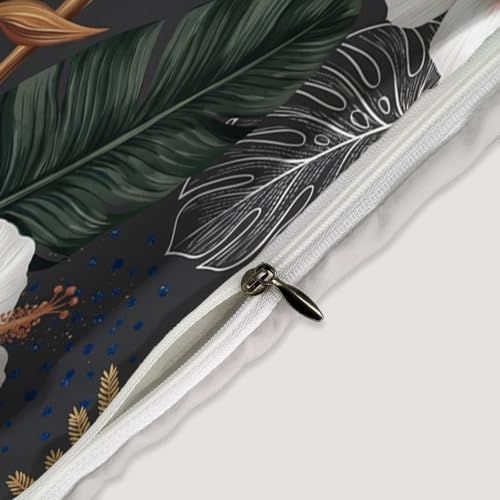 Duvet Cover Set King Grey Tropical Flowers Bedding