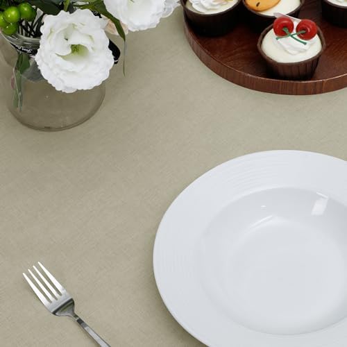 Easy-Going Waterproof Faux Linen Tablecloth, Rectangle, 52x70in, Linen