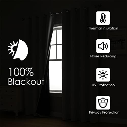 ChrisDowa 100% Blackout Curtains for Bedroom 108 Inches Long 2 Panels