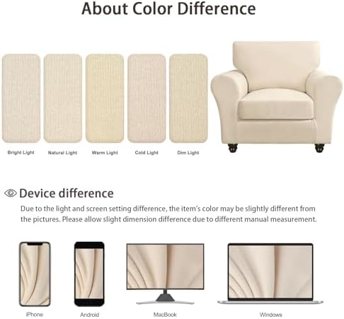 SearchI Stretch Sofa Cover Couch Cover, 4 Pieces Sofa Slipcover with 3