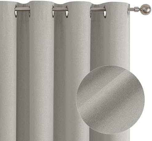 ChrisDowa Light Grey Blackout Curtains 63 Inches Long 2 Panels for
