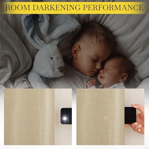 NICETOWN Faux Linen Room Darkening Thermal Curtains 84 inches Long