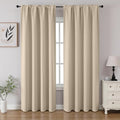 CUCRAF Light Beige Blackout Curtains 108 inch Length 2 Panels Set, Rod