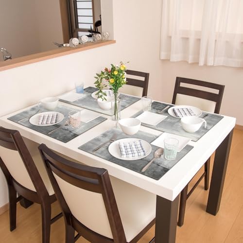 Emvency Farmhouse Placemats Set of 4, 12x18 Inch, Light Gray and Dark