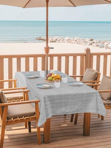Modern Gray Linen Texture Tablecloth 60x84 Inch,Waterproof Rectangle