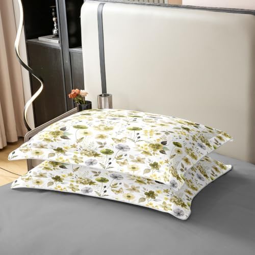 Erosebridal Wildflower Duvet Cover Set Olive Yellow Cream Butterfly