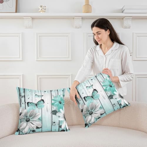 Erosebridal Rustic Flower Set of 2 Throw Pillow Cover 22x22 White Chic