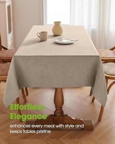 Pureegg Table Cloth for Rectangle Tables - Elegant Linen Mocha