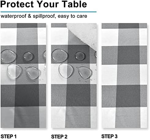 Hiasan Checkered Square Tablecloth 70 x 70 Inch, Grey and White