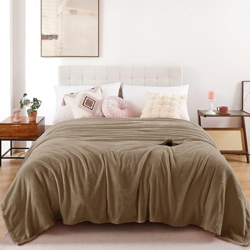 Throw Blanket for Bed Couch,King Size 108"x90",Beige,Soft Cozy Warm