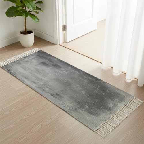 Gray Ombre Hallway Runner Rug 2'x5', Modern Abstract Art Grey Gradient