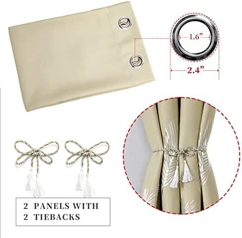 Beige Blackout Patterned Curtains for Living Room Bedroom 52x108 Inch