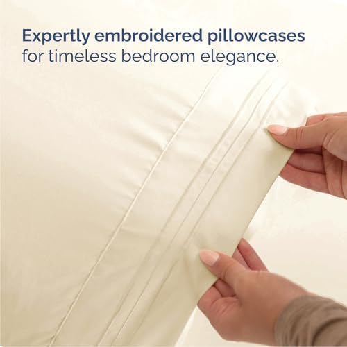 Queen Size 4 Piece Sheet Set - Breathable & Cooling Sheets - Off White