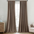 MIULEE 100% Blackout Back Tab Pleat Linen Curtains 50" Wx96 L,Dutch