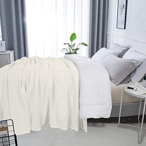 DOLLCENT 100% Cotton King Size Blanket for Bed, Premium Soft Combed