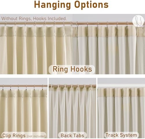 WEST LAKE 108 Inches Long Pinch Pleated Light Filtering Curtain Panels