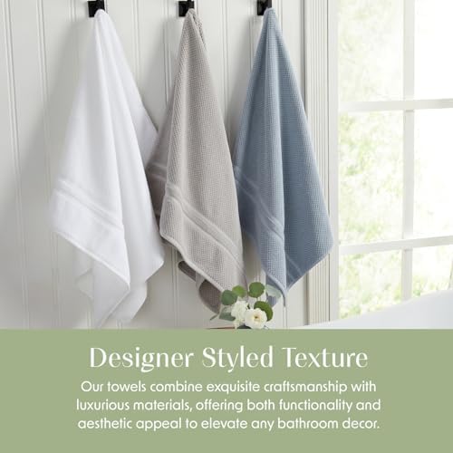 Springtree Home 100% Cotton Bath Towel Set | 4-Pack | Textured | Grey