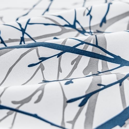 FMFUNCTEX 100% Blackout Blue Grey Tree Branch Curtains 96 Inch 2