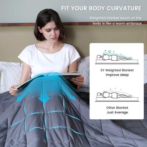 Syrinx Twin Size Weighted Blanket 10 lbs, 48'' x 72'', Dark Grey