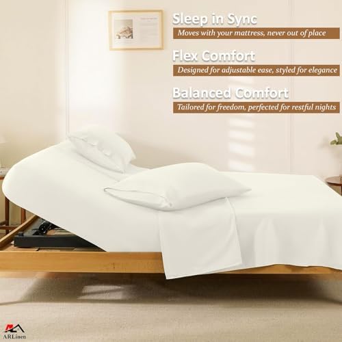 ARlinen Flex Head Split King Sheet Set, 4-Piece, 100% Egyptian Cotton