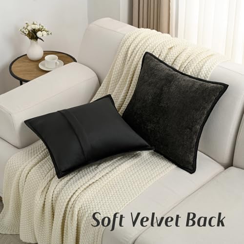 FUTEI Pack of 2 Chenille Soft Throw Pillow Covers 18x18 Inch, Black