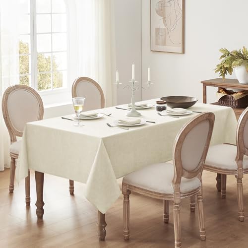 Softalker Large Cream Table Cloths Rectangular 60x104 inch Faux Linen